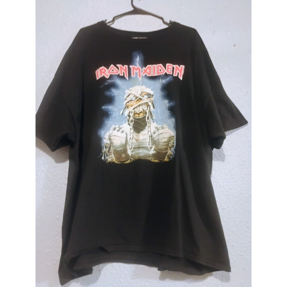 Classic Iron Maiden "Mummy" Powerslave Era Tee | Blue Glow Band Graphic Shirt